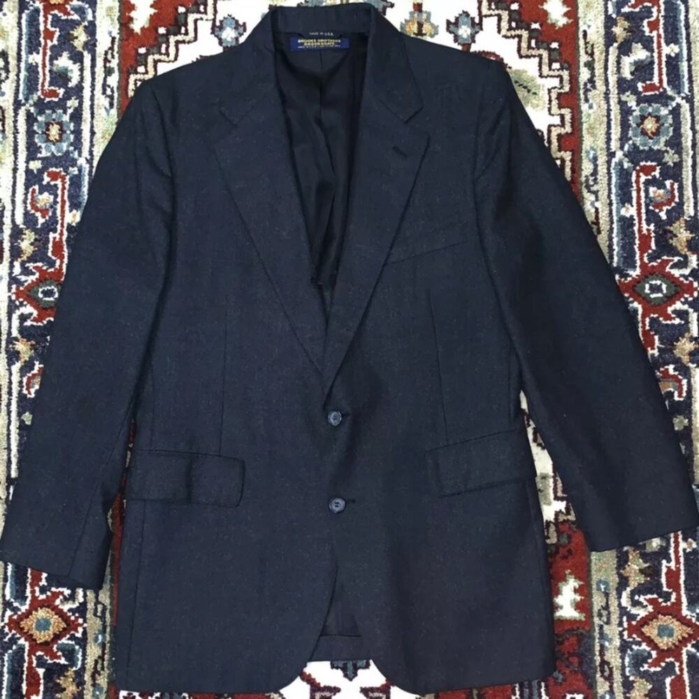 Vintage Brooks Brothers Brooksgate 42R Charcoal Gray Two Button‎ Blazer USA